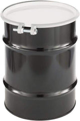 Made in USA - 10 Gallon Cylindrical Carbon Steel Open Head Drum - 17" High x 14" Diam - Industrial Tool & Supply