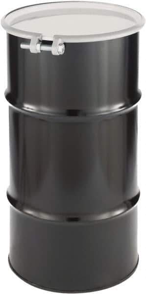 Made in USA - 16 Gallon Cylindrical Carbon Steel Open Head Drum - 27" High x 14" Diam - Industrial Tool & Supply