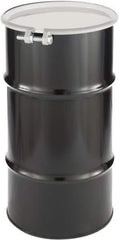 Made in USA - 16 Gallon Cylindrical Carbon Steel Open Head Drum - 27" High x 14" Diam - Industrial Tool & Supply