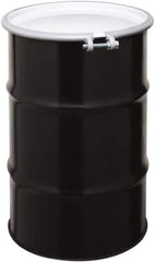Made in USA - 30 Gallon Cylindrical Carbon Steel Open Head Drum - 27-1/2" High x 18-1/4" Diam - Industrial Tool & Supply