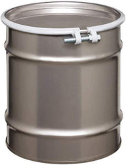 Made in USA - 10 Gallon Cylindrical Stainless Steel Open Head Drum - 17" High x 14" Diam - Industrial Tool & Supply
