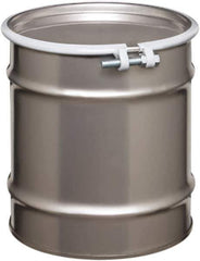 Made in USA - 20 Gallon Cylindrical Stainless Steel Open Head Drum - 19-1/4" High x 18-1/4" Diam - Industrial Tool & Supply