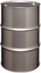 Made in USA - 55 Gallon Cylindrical Stainless Steel Tight Head Drum - 33" High x 22-1/2" Diam - Industrial Tool & Supply