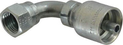 Parker - 9/16-18 Female JIC Steel Hydraulic Hose Female JIC Swivel & 90° Elbow & Short Drop - -4 Hose Size, 1/4" Hose Diam, Series 43 - Industrial Tool & Supply