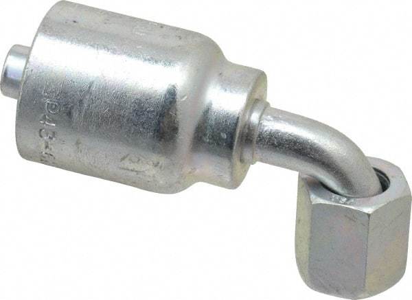 Parker - 9/16-18 Female JIC Steel Hydraulic Hose Female JIC Swivel & 90° Elbow & Short Drop - -6 Hose Size, 3/8" Hose Diam, Series 43 - Industrial Tool & Supply