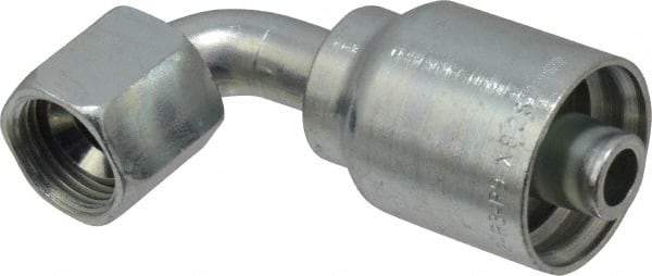 Parker - 3/4-16 Female JIC Steel Hydraulic Hose Female JIC Swivel & 90° Elbow & Short Drop - -8 Hose Size, 1/2" Hose Diam, Series 43 - Industrial Tool & Supply