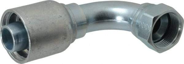 Parker - 1-5/16-12 Female JIC Steel Hydraulic Hose Female JIC Swivel & 90° Elbow & Short Drop - -16 Hose Size, 1" Hose Diam, Series 43 - Industrial Tool & Supply