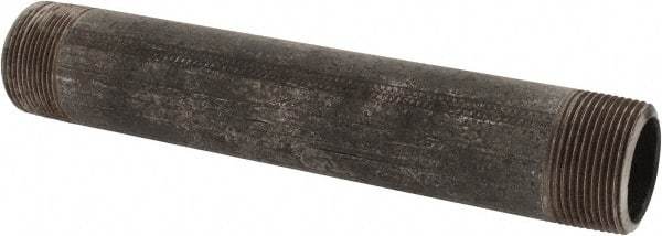 Made in USA - Schedule 80, 1-1/4" Diam x 9" Long Black Pipe Nipple - Threaded - Industrial Tool & Supply