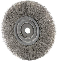 Weiler - 8" OD, 3/4" Arbor Hole, Crimped Stainless Steel Wheel Brush - 0.0118" Filament Diam - Industrial Tool & Supply