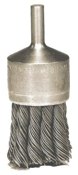Weiler - 1-1/8" Brush Diam, Knotted, End Brush - 1/4" Diam Shank, 20,000 Max RPM - Industrial Tool & Supply