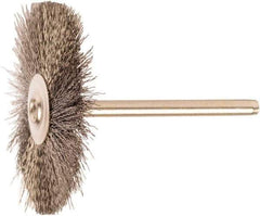 Weiler - 1-1/2" OD, 1/8" Shank Diam, Stainless Steel Wheel Brush - 1/2" Trim Length, 0.005" Filament Diam, 25,000 RPM - Industrial Tool & Supply