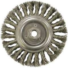 Weiler - 6" OD, 5/8-11 Arbor Hole, Knotted Steel Wheel Brush - 1/2" Face Width, 1-3/8" Trim Length, 0.023" Filament Diam, 9,000 RPM - Industrial Tool & Supply