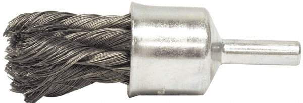 Weiler - 1/2" Brush Diam, Knotted, End Brush - 1/4" Diam Shank, 20,000 Max RPM - Industrial Tool & Supply