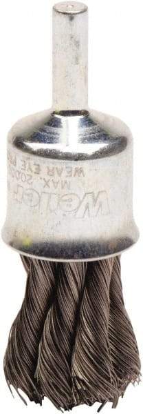 Weiler - 3/4" Brush Diam, Knotted, End Brush - 1/4" Diam Shank, 20,000 Max RPM - Industrial Tool & Supply