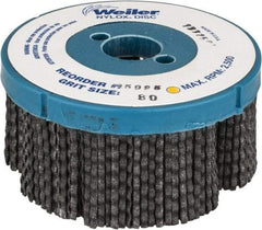Weiler - 4" 80 Grit Silicon Carbide Disc Brush - Medium Grade, Plain Hole Connector, 1-1/2" Trim Length, 7/8" Arbor Hole - Industrial Tool & Supply