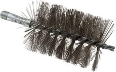 Schaefer Brush - 4-1/2" Brush Length, 3" Diam, Double Stem, Single Spiral Tube Brush - 7-1/4" Long, Stainless Steel, 1/4" NPSM Male Connection - Industrial Tool & Supply