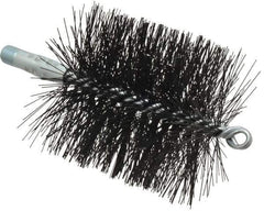 Schaefer Brush - 4-1/2" Brush Length, 4" Diam, Double Stem, Double Spiral Tube Brush - 7-1/2" Long, Tempered Steel Wire, 1/4" NPT Male Connection - Industrial Tool & Supply