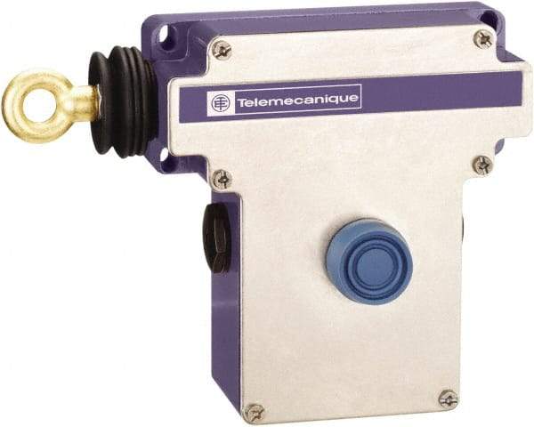Telemecanique Sensors - 10 Amp, NO/NC Configuration, Left Hand Operation, Rope Operated Limit Switch - Pushbutton Reset, Cable Pull, 300 VAC/VDC - Industrial Tool & Supply