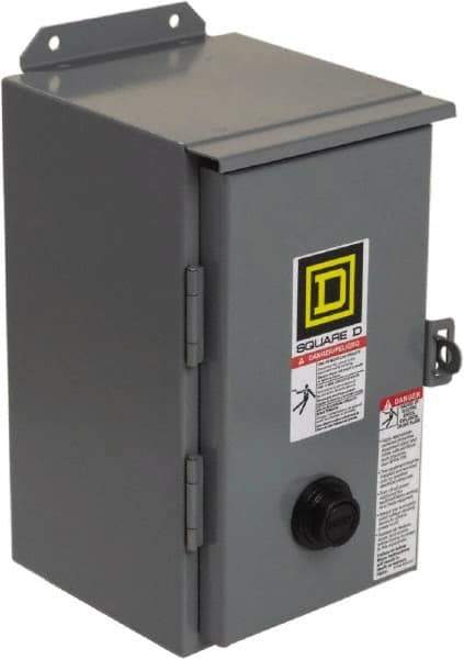 Square D - 208 Coil VAC at 60 Hz, 27 Amp, NEMA Size 1, Nonreversible Enclosed Enclosure NEMA Motor Starter - 3 hp at 1 Phase, 12 Enclosure Rating - Industrial Tool & Supply