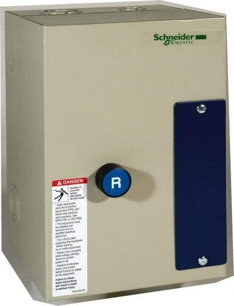 Schneider Electric - 9 Amp, 600 Coil VAC, Nonreversible Enclosed IEC Motor Starter - 1 Phase Hp: 0.3 at 120 VAC, 1 at 240 VAC, 3 Phase Hp: 2 at 208 VAC, 2 at 230 VAC, 5 at 460 VAC, 7.5 at 575 VAC - Industrial Tool & Supply