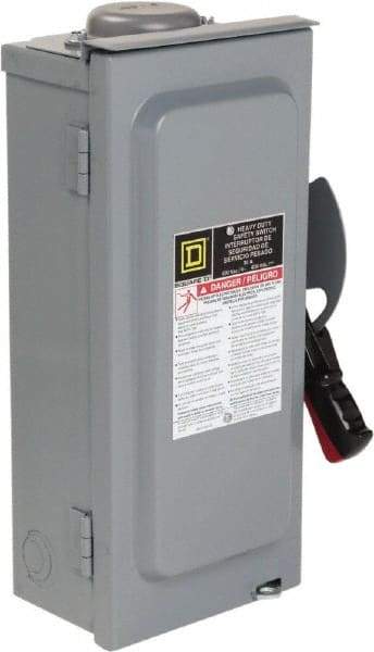 Square D - 30 Amp, 600 VAC/VDC, 3 Pole Nonfused Safety Switch - NEMA 3R, 10 hp at 600 VAC, 15 at 600 VDC (Single Phase), 30 hp at 600 VAC, 15 hp at 600 VDC (Triple Phase) - Industrial Tool & Supply