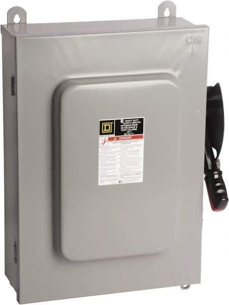Square D - 100 Amp, 600 VAC, 6 Pole Nonfused Safety Switch - NEMA 12 & 3R, 75 hp at 600 VAC (Triple Phase), 6PST Contact Form - Industrial Tool & Supply