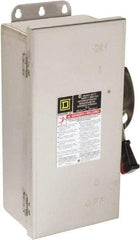Square D - 30 Amp, 600 VAC/VDC, 3 Pole Nonfused Safety Switch - NEMA 12, 3, 3R, 4 & 4X, 10 hp at 600 VAC, 15 at 600 VDC (Single Phase), 30 hp at 600 VAC, 15 hp at 600 VDC (Triple Phase), 3PST Contact Form - Industrial Tool & Supply
