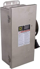 Square D - 30 Amp, 240 VAC, 250 VDC, 2 Pole Fused Safety Switch - NEMA 12, 3, 3R, 4 & 4X, 3 hp at 240 VAC (Single Phase), 7.5 hp at 240 VAC, 5 hp hp at 250 VDC (Triple Phase), DPST Contact Form - Industrial Tool & Supply