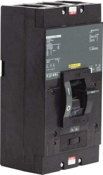 Square D - 225 Amp, 600 V, 3 Pole, Plug On Molded Case Circuit Breaker - Thermal Magnetic Trip, Multiple Breaking Capacity Ratings, 5.84 Inch Deep x 11 Inch High x 6 Inch Wide - Industrial Tool & Supply