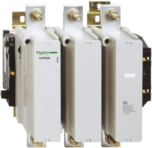 Schneider Electric - 3 Pole, 110 Coil VAC, 630 Amp at 440 VAC, Nonreversible IEC Contactor - Bureau Veritas, CCC, CSA, DNV, EN/IEC 60947-1, EN/IEC 60947-4-1, GL, JEM 1038, LROS, RINA, RMRoS, RoHS Compliant, UL Listed - Industrial Tool & Supply