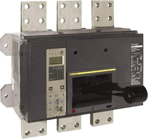 Square D - 1600 Amp, 600 VAC, 3 Pole, Panel Mount Molded Case Circuit Breaker - Electronic Trip, Multiple Breaking Capacity Ratings, 3/0 AWG - Industrial Tool & Supply