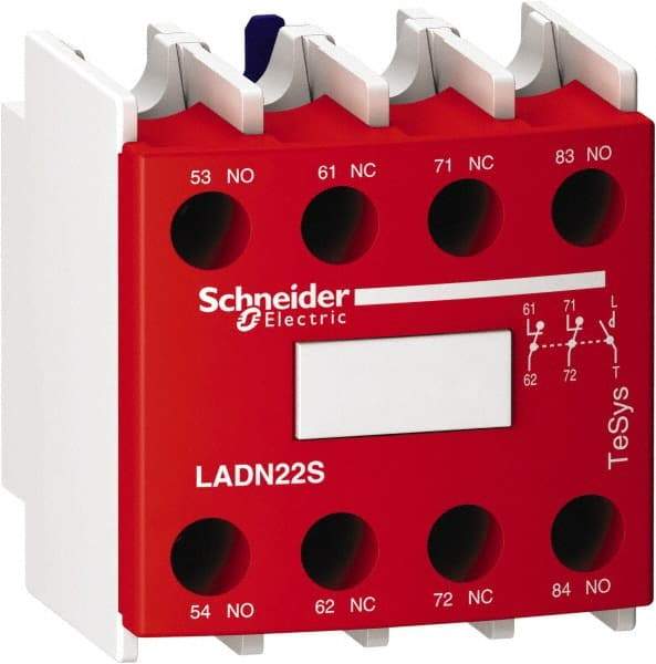 Schneider Electric - Contactor Red Auxiliary Contact Block - For Use with Size 00-2 Contactors and Size 00-2 Starters - Industrial Tool & Supply