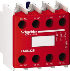 Schneider Electric - Contactor Red Auxiliary Contact Block - For Use with Size 00-2 Contactors and Size 00-2 Starters - Industrial Tool & Supply