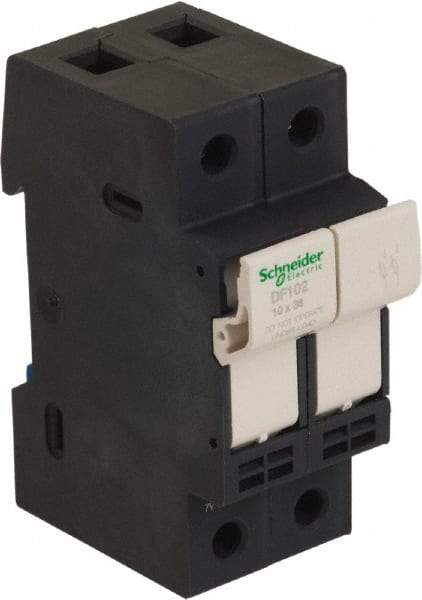 Schneider Electric - 2 Pole, 600 Volt, 32 Amp, DIN Rail Mount Fuse Holder - Compatible with 38mm Long x 35mm Wide and 10mm Diameter Fuse - Industrial Tool & Supply