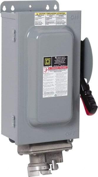 Square D - 30 Amp, 600 VAC, 3 Pole Fused Safety Switch - NEMA 12 & 3R, 7.5 hp at 480 VAC, 5 hp at 250 VDC (Single Phase), 20 hp at 600 VAC, 10 hp at 600 VDC (Triple Phase) - Industrial Tool & Supply
