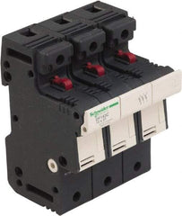 Schneider Electric - 3 Pole, 600 Volt, 50 Amp, DIN Rail Mount Fuse Holder - Compatible with 51mm Long x 70mm Wide and 14mm Diameter Fuse - Industrial Tool & Supply