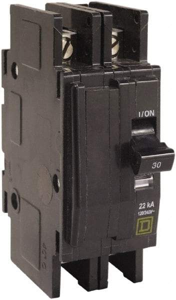 Square D - 15 Amp, 240 VAC, 2 Pole, Panel Mount Miniature Circuit Breaker - 14-2 AWG - Industrial Tool & Supply
