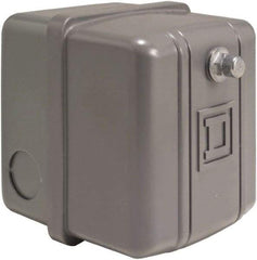 Square D - 1 NEMA Rated, DPST, 20 to 40 psi, Electromechanical, Snap Action Pressure and Level Switch - Adjustable Pressure, 460/575 VAC, 1/4 Inch Connector, Screw Terminal, For Use with Air Compressors, Power Circuits, Water Pumps - Industrial Tool & Supply