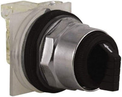 Schneider Electric - 30mm Mount Hole, 3 Position, Knob and Pushbutton Operated, Selector Switch - Black, Maintained (MA), NO/NC, Weatherproof and Dust and Oil Resistant - Industrial Tool & Supply