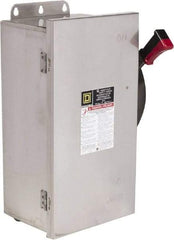 Square D - 60 Amp, 600 VAC/VDC, 3 Pole Nonfused Safety Switch - NEMA 12, 3, 3R, 4 & 4X, 30 hp at 600 VAC (Single Phase), 60 hp at 600 VAC, 30 hp at 600 VDC (Triple Phase), 3PST Contact Form - Industrial Tool & Supply
