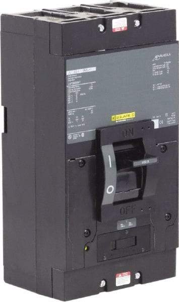 Square D - 400 Amp, 600 VAC, 3 Pole, Molded Case Circuit Breaker - Thermal Magnetic Trip, 22 kA at 600 VAC Breaking Capacity, 1 AWG, 147mm Deep x 279mm High x 356mm Wide - Industrial Tool & Supply