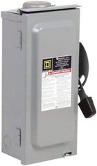 Square D - 60 Amp, 240 V, 2 Pole Fused Safety Switch - NEMA 3R, 10 hp at 240 VAC (Single Phase), 15 hp at 240 VAC (Triple Phase), DPST Contact Form - Industrial Tool & Supply