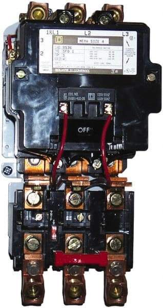 Square D - 45 Amp, NEMA Size 2, Nonreversible Open Enclosure NEMA Motor Starter - Industrial Tool & Supply