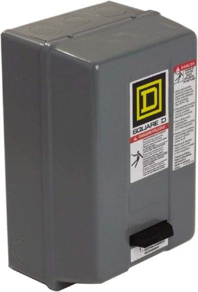 Square D - 110 Coil VAC at 50 Hz, 120 Coil VAC at 60 Hz, 18 Amp, Nonreversible Enclosed Enclosure NEMA Motor Starter - 1 hp at 1 Phase, 1 Enclosure Rating - Industrial Tool & Supply
