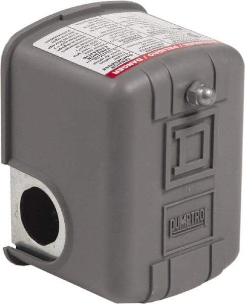 Square D - 1 NEMA Rated, General Purpose Pressure and Level Switch - Fixed Pressure, 575 VAC, Screw Terminal, For Use with Electrically Driven Air Compressors - Industrial Tool & Supply