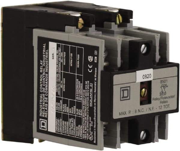 Square D - 2NO, 600 VAC Control Relay - Panel Mount - Industrial Tool & Supply