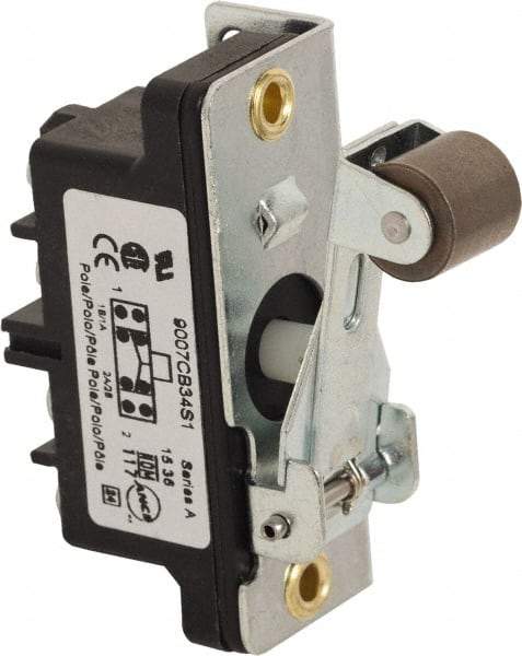 Square D - DPDT, 2NC/2NO, 600 Volt, Screw Terminal, Roller Plunger Actuator, General Purpose Limit Switch - 1 NEMA Rating, IP20 IPR Rating, Bracket Mount, 1/2 Lb. Operating Force - Industrial Tool & Supply