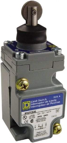 Square D - SPDT, NC/NO, 600 Volt Screw Terminal, Roller Plunger Actuator, General Purpose Limit Switch - 1, 2, 4, 6, 12, 13, 6P NEMA Rating, IP67 IPR Rating - Industrial Tool & Supply