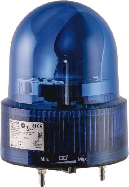 Schneider Electric - Blue LED Flashing Rotating Mirror with Buzzer - 50 to 90 dB, Screw Mount, IP23, 12 VAC/VDC, 14 to 122°F - Industrial Tool & Supply