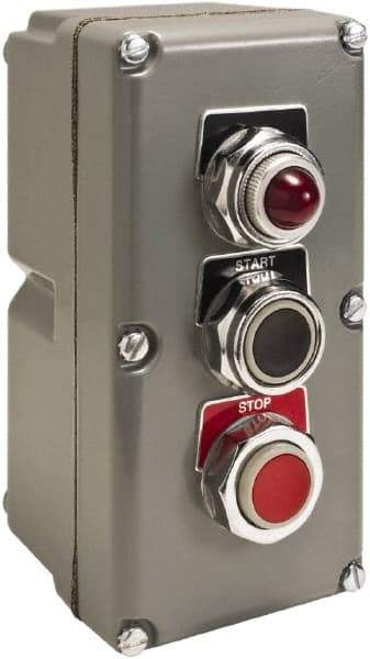 Schneider Electric - 1.18 Inch Mount Hole, Extended Straight, Pushbutton Switch - Weatherproof, Dust and Oil Resistant - Industrial Tool & Supply